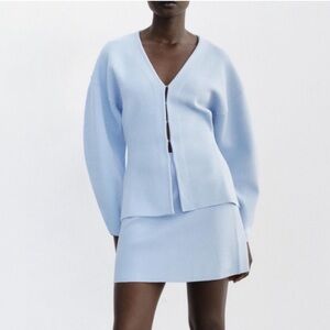 Baby Blue Tailored V-Neck Cardigan